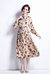 Apricot And Print Day A-Line Long Sleeve Below Knee Dress