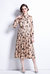 Apricot And Print Day A-Line Long Sleeve Below Knee Dress - Beige