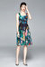 Black And Multicolor Print A-Line Off The Shoulder Strap Knee Printed Dress - Black