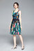 Black And Multicolor Print A-Line Off The Shoulder Strap Knee Printed Dress