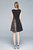 Black And Silver Evening Boatneck Sleeveless Short A-Line Dress