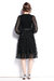 Black Cocktail And Party A-Line Crewneck Long Sleeve Below Knee Dress