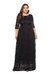 Black Evening A-Line Crewneck Elbow Sleeve Lace Tea Dress - Black
