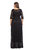 Black Evening A-Line Crewneck Elbow Sleeve Lace Tea Dress