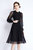 Black Evening A-Line Crewneck Long Sleeve Knee Lace Dress