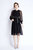 Black Evening A-Line Crewneck Long Sleeve Knee Lace Dress - Black