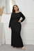 Black Evening Bodycon Crewneck Long Sleeve Ankle Dress