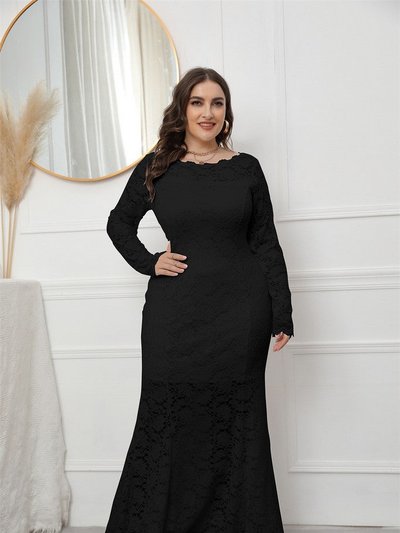 Kaimilan Black Evening Bodycon Crewneck Long Sleeve Ankle Dress product