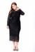Black Evening Bodycon Crewneck Long Sleeve Maxi Lace Dress - Black