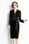 Black Evening Bodycon V-Neck Long Sleeve Knee Dress With Bow