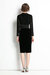 Black Evening Bodycon V-Neck Long Sleeve Knee Dress With Bow