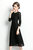 Black Evening Classic A-line Crewneck Bracelet Below Knee Lace Dress