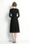 Black Evening Classic A-line Crewneck Bracelet Below Knee Lace Dress