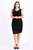 Black Evening Fitted Crewneck Sleeveless Knee Lace Dress - Black