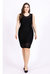 Black Evening Fitted Crewneck Sleeveless Knee Lace Dress