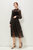 Black Evening Lace A-Line Crewneck Long Sleeve Midi Dress