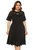 Black Office A-Line Crewneck Short Sleeve Knee Dress