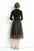 Black Office A-Line Notch Lapel 3/4 Sleeves Below Knee Dress