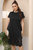 Black Office Tent Crewneck Short Sleeve Above Knee Dress