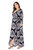 Blue & White Day Bodycon V-neck Long Sleeve Tea Printed Dress