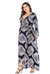 Blue & White Day Bodycon V-neck Long Sleeve Tea Printed Dress