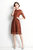 Brown Cocktail & Party A-Line Crewneck Elbow Sleeve Knee Lace Dress - Brown