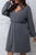 Gray Day A-Line V-Neck Long Sleeve Knee Dress