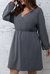 Gray Day A-Line V-Neck Long Sleeve Knee Dress