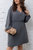 Gray Day A-Line V-Neck Long Sleeve Knee Dress - Gray