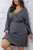 Gray Day A-Line V-Neck Long Sleeve Knee Dress