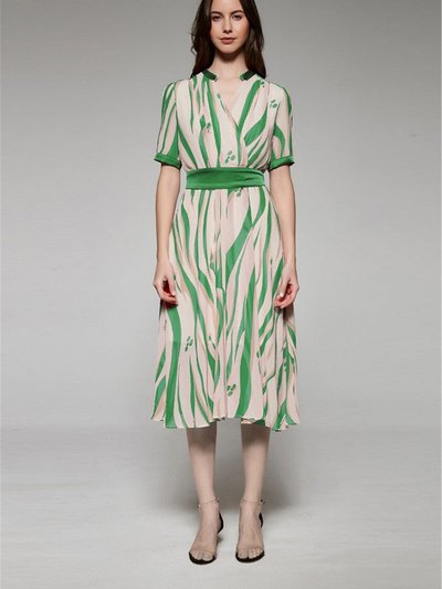 Kaimilan Green Day A-Line V-Neck Short Sleeve Midi Printed Dress product