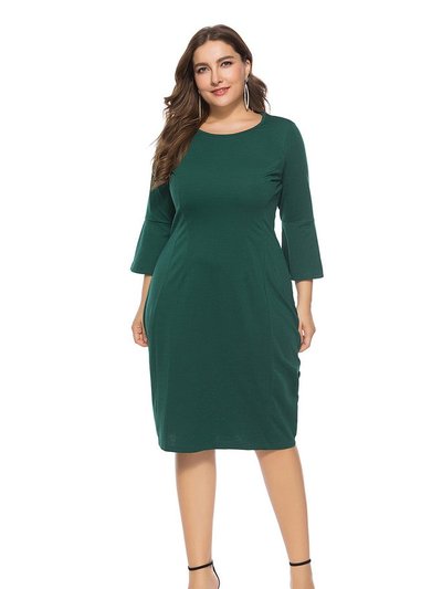 Kaimilan Green Office Bodycon 3/4 Sleeves Knee Dress product