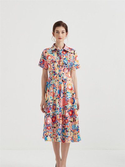 Kaimilan Multicolor Day A-Line Shirt Colar Short Sleeve Midi Dress product
