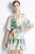 Multicolor Day A-Line V-Neck Elbow Sleeve Mini Dress - Multicolor
