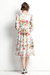 Multicolor Day A-Line V-Neck Long Sleeve Below Knee Printed Dress