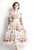 Multicolor Day A-Line V-Neck Long Sleeve Below Knee Printed Dress