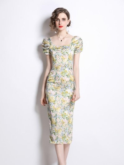 Kaimilan Multicolor Day Bodycon Squareneck Short Sleeve Midi Dress product