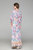 Pink & Flower Print Day A-line V-neck Long Sleeve Tea Dress