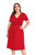 Red Evening A-Line V-Neck Short Sleeve Below Knee Dress