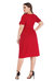 Red Evening A-Line V-Neck Short Sleeve Below Knee Dress