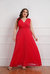 Red Evening A-Line V-Neck Sleeveless Tea Dress