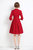 Red Office Classic A-Line Crewneck Elbow Sleeve Knee Dress