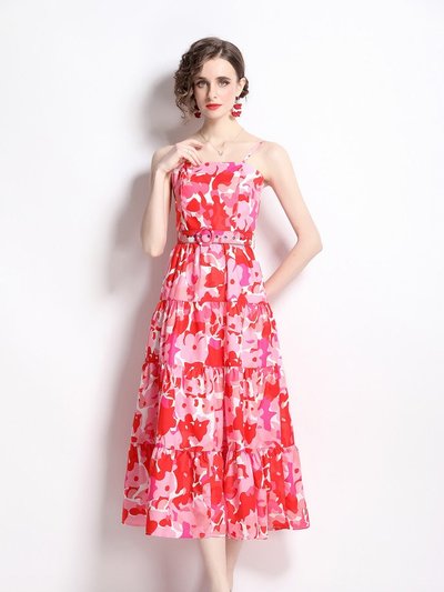 Kaimilan Red & Pink Day A-Line Maxi Strap Printed Dress product