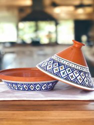 Large Cooking & Serving Tagine Pot - Supreme Bohemian Blue