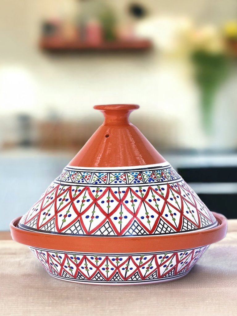 Large Cooking & Serving Tagine Pot - Supreme Tuareg Red