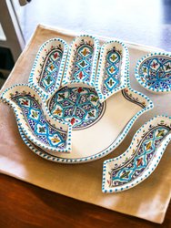 Large Hamsa Plate & Serving Set - Mediterranean Turquoise
