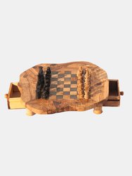 Large Handmade Olive Wood Chess Board Set With Storage Drawers For playing pieces