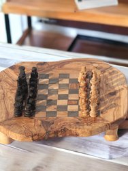 Large Handmade Olive Wood Chess Board Set With Storage Drawers For playing pieces