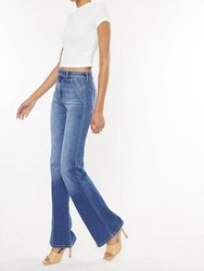 Allie Super High Relaxed Flare Jeans In Blue