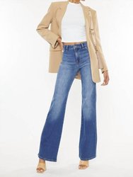 Allie Super High Relaxed Flare Jeans In Blue - Blue